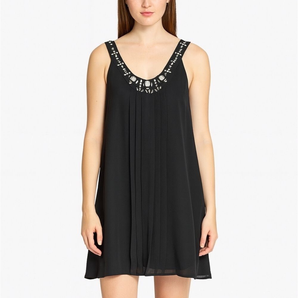 Laundry by Design Women’s 100% Silk Beaded Shift Dress Sleeveless